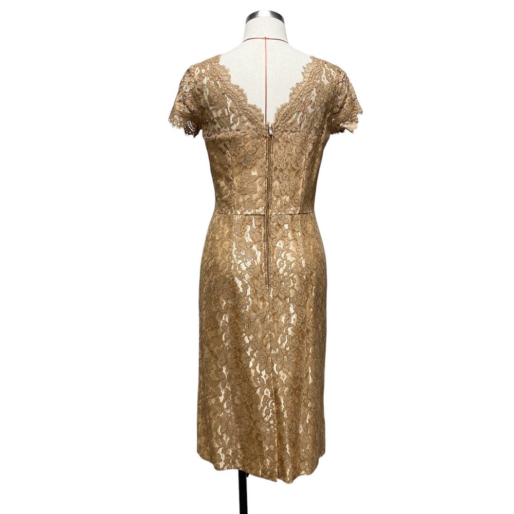Vintage Womens Homemade Tan Lace Short Sleeve Dress Bolero Jacket Set - Picture 7 of 11